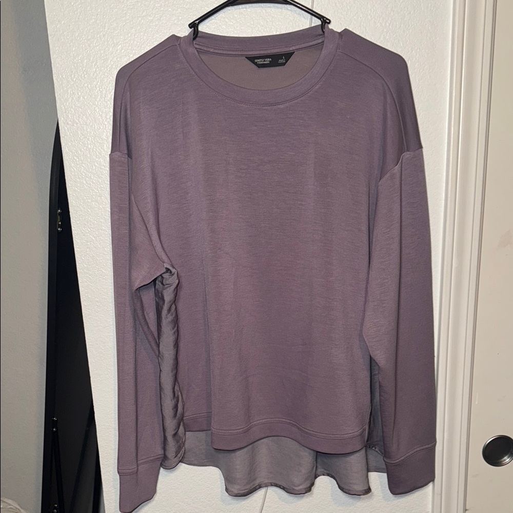 Simply Vera Vera Wang Boxy Purple Long Sleeve Sweatshirt